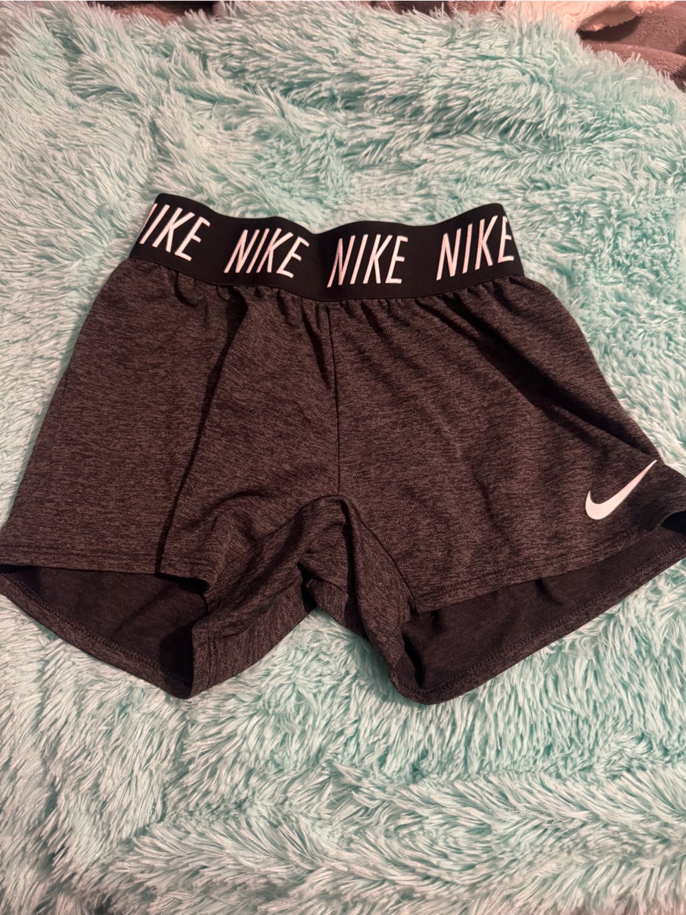 Nike Girls (kids) Black Heather Athletic Shorts with Logo Waistband
